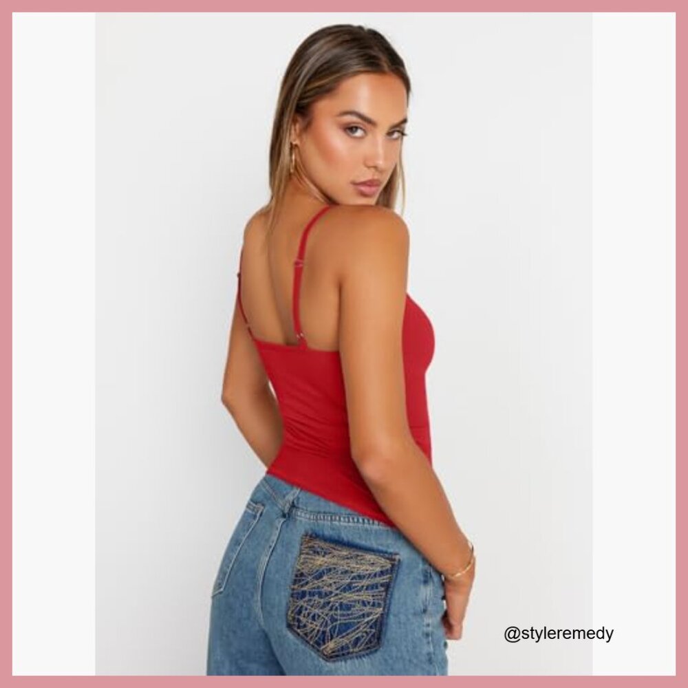 Polyester Blend Adjustable Spaghetti Strap Square… - image 5